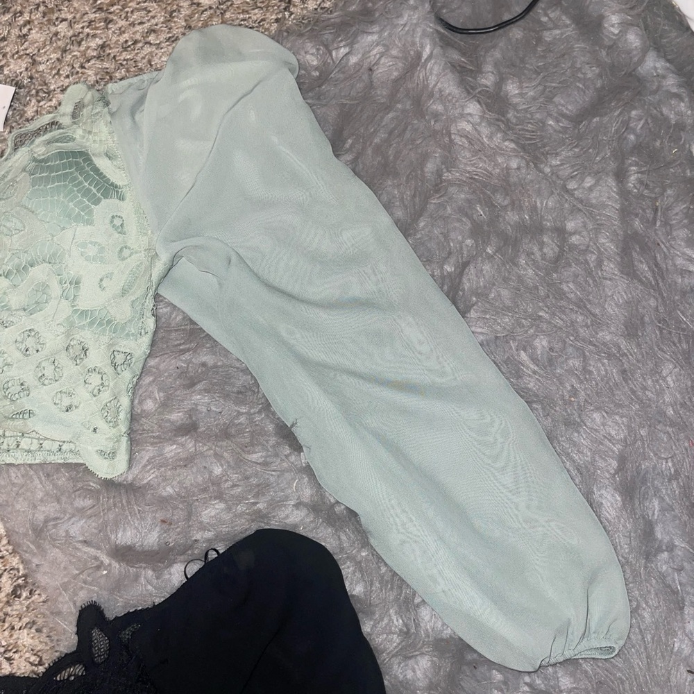Rue21 Crochet Lace Crop Top Bundle - Sage Green & Black - Picture 4 of 10